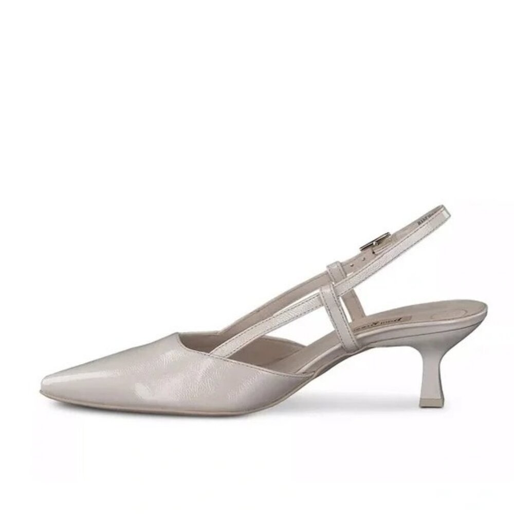 🆕PAUL GREEN Tabitha Slingback Pointed Toe Kitten Heel Pump Shoes 8.5 Ivory - Picture 3 of 10